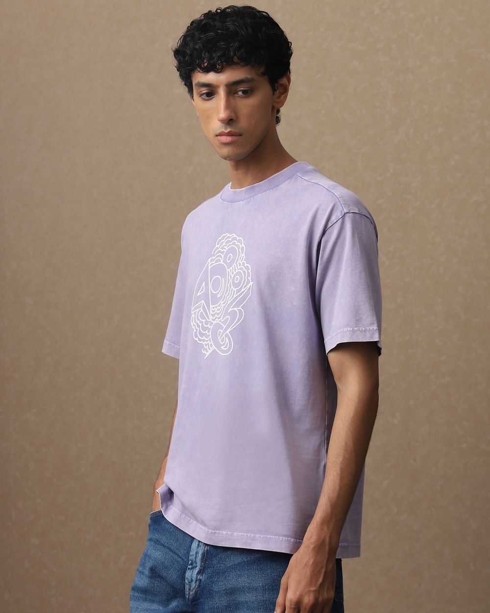 Lilac Back Print Oversized Loose Fit Tee
