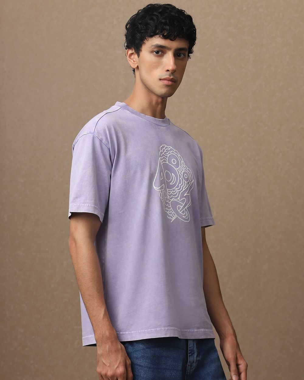 Lilac Back Print Oversized Loose Fit Tee