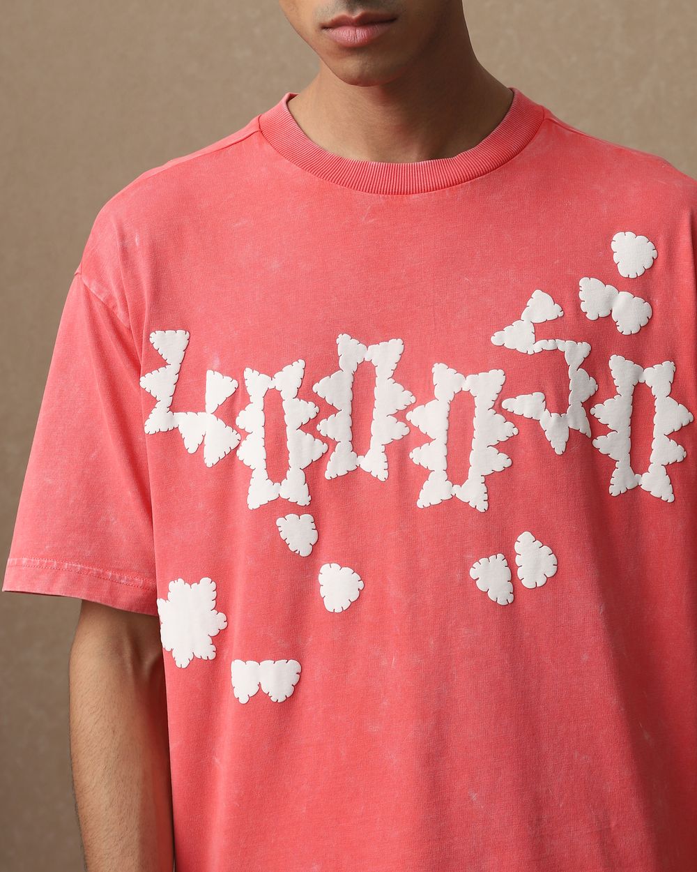 Red Acid Washed Oversized Loose Fit Tee