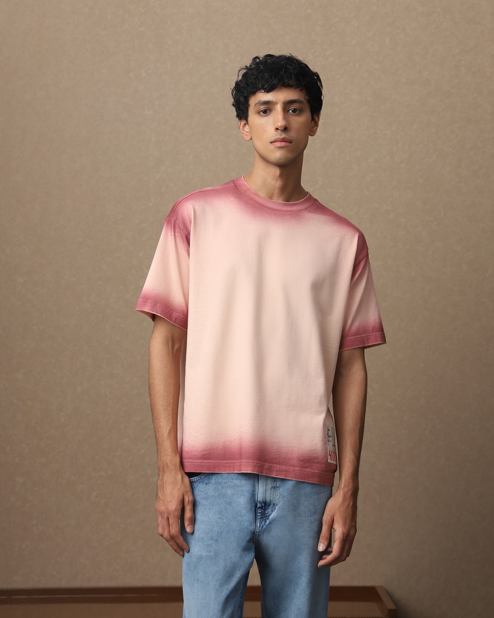 Peach Sprayed Oversized Loose Fit Tee