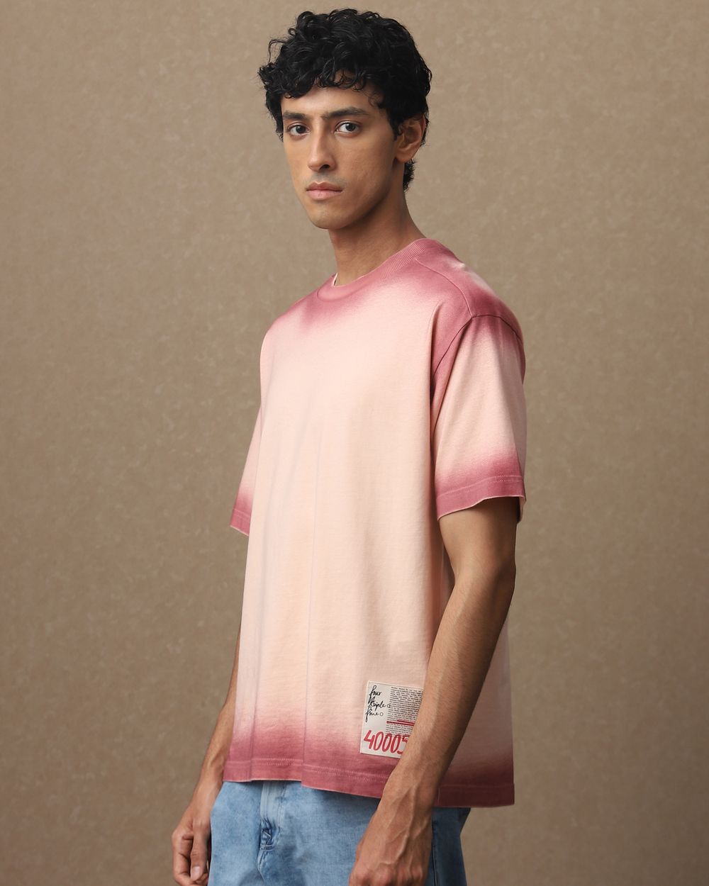 Peach Sprayed Oversized Loose Fit Tee