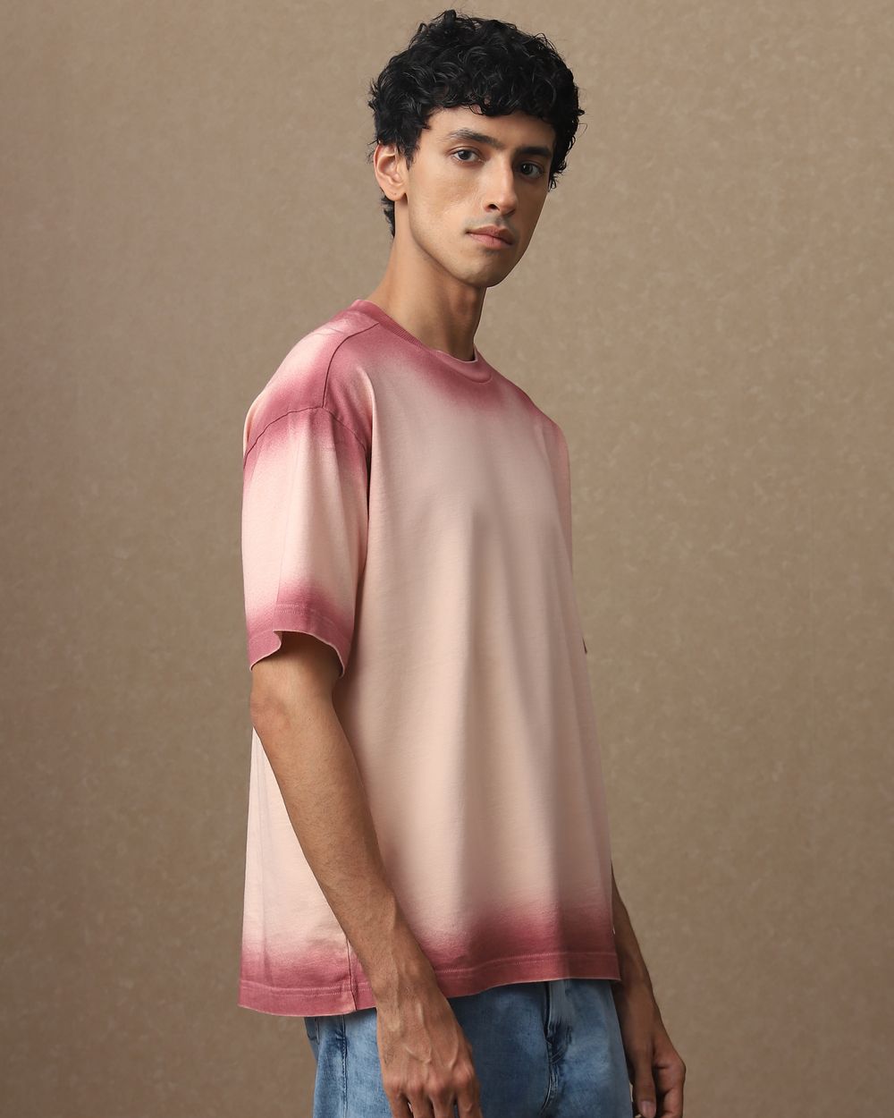 Peach Sprayed Oversized Loose Fit Tee