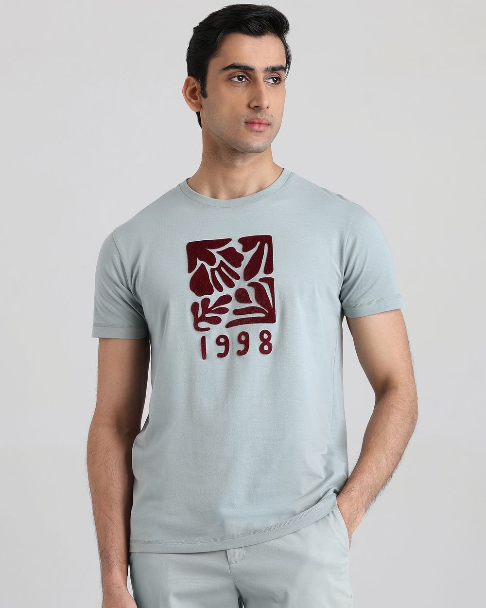 Light Green Graphic Slim Fit T-Shirt