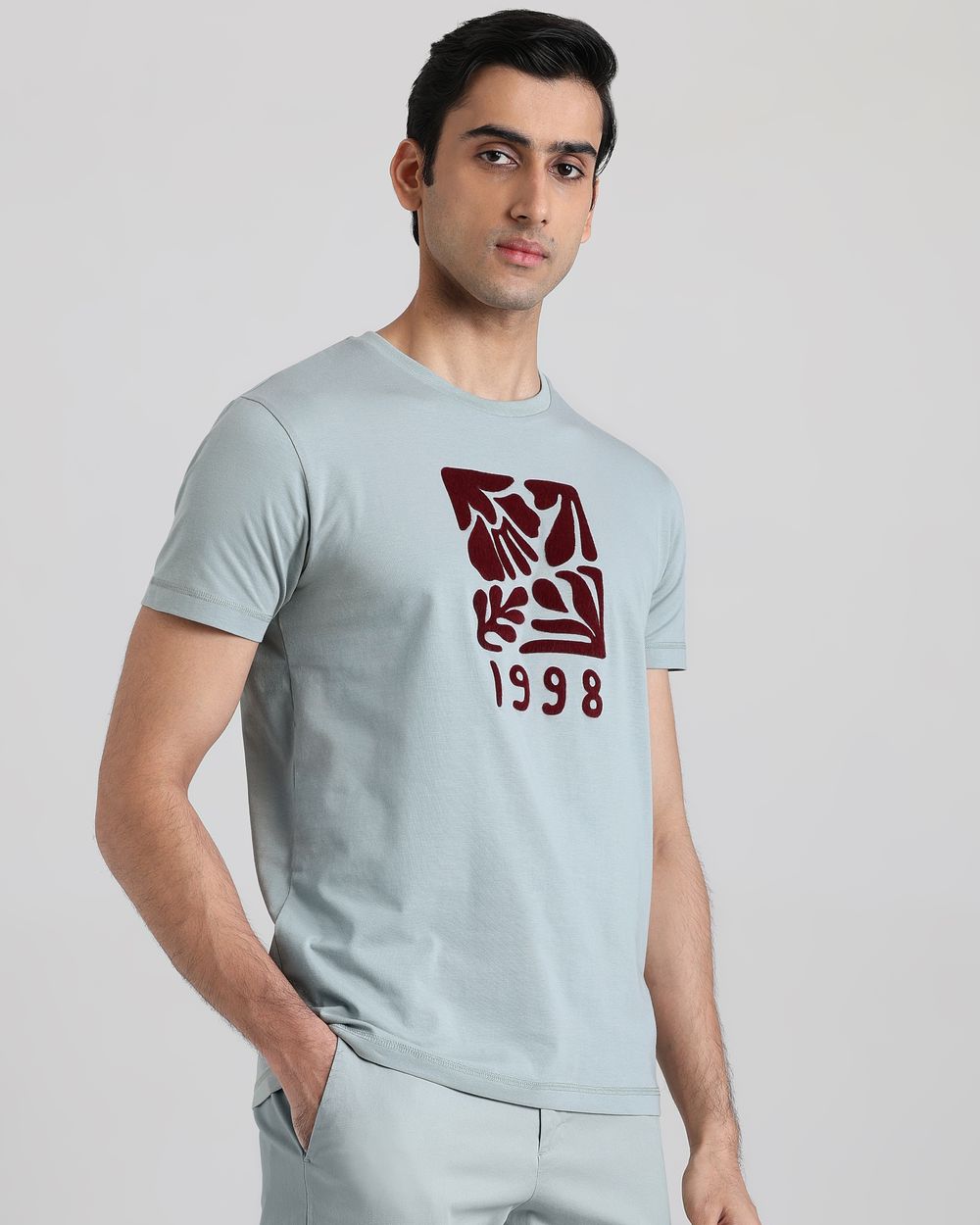 Light Green Graphic Slim Fit T-Shirt