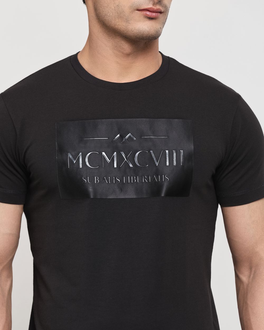 Black Graphic Plain Slim Fit T-Shirt