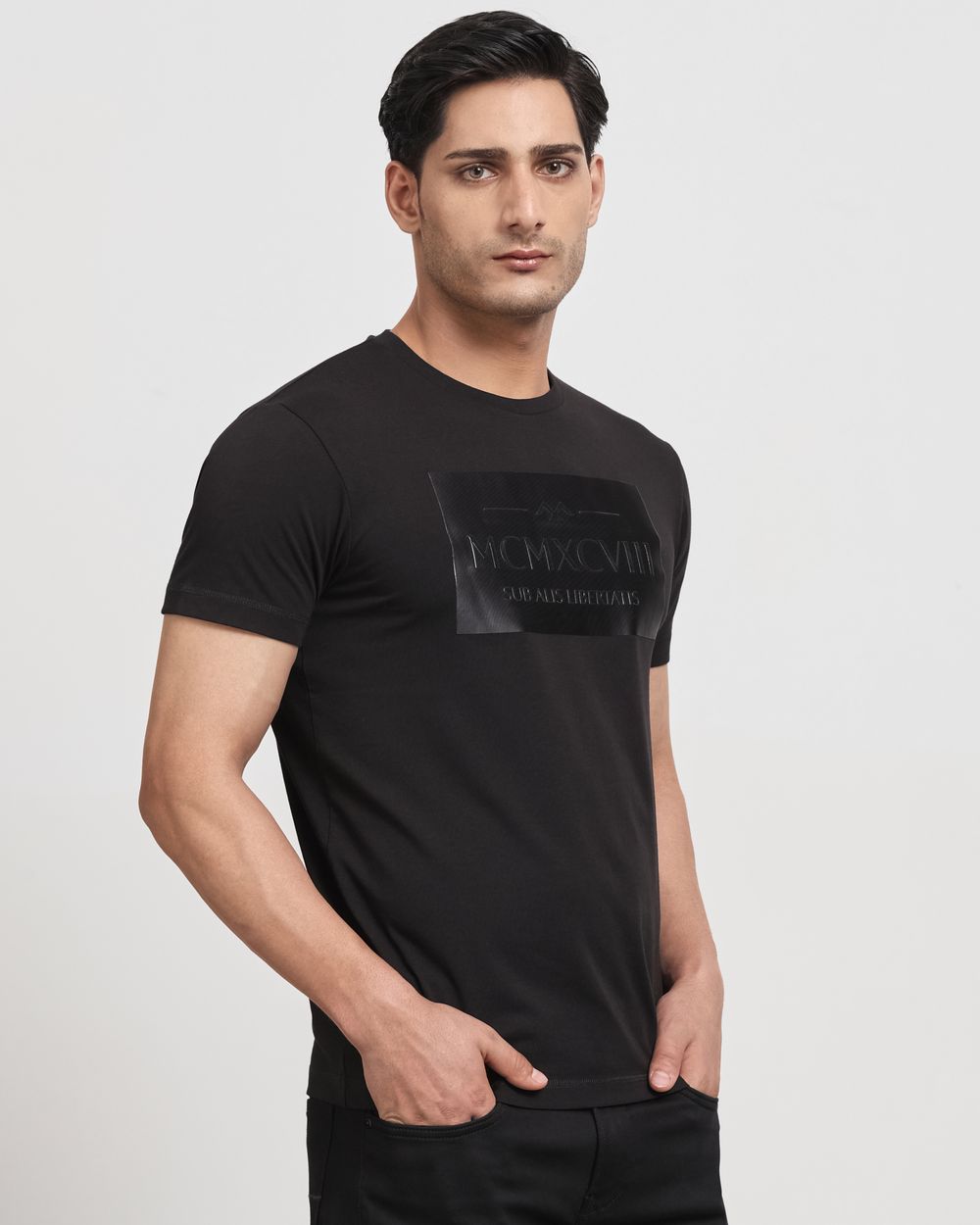 Black Graphic Plain Slim Fit T-Shirt