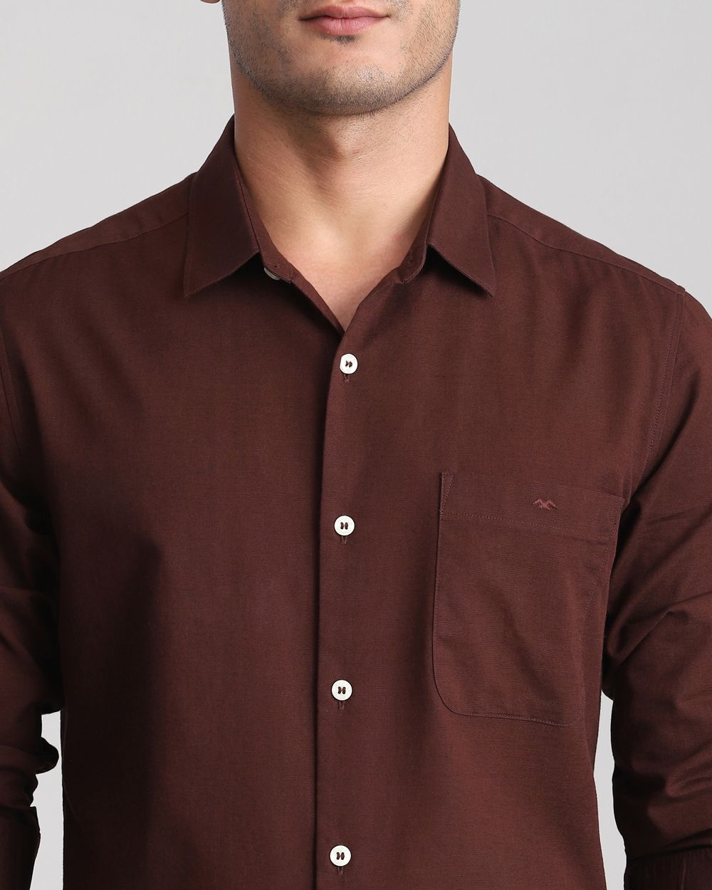 Maroon Cotton Linen Plain Slim Fit Casual Shirt