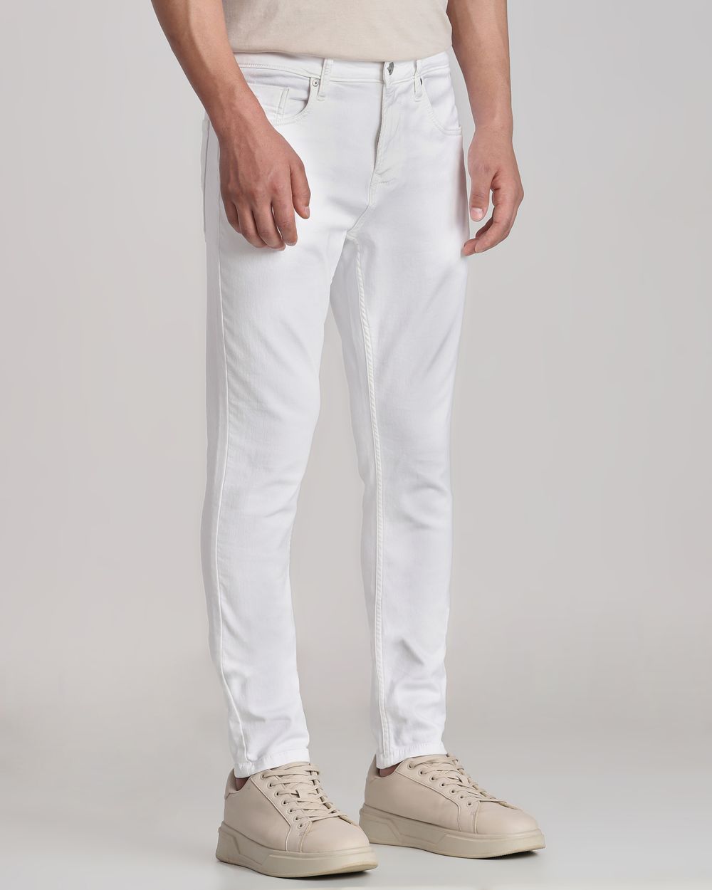 White Skinny Fit Denim Deluxe Jeans