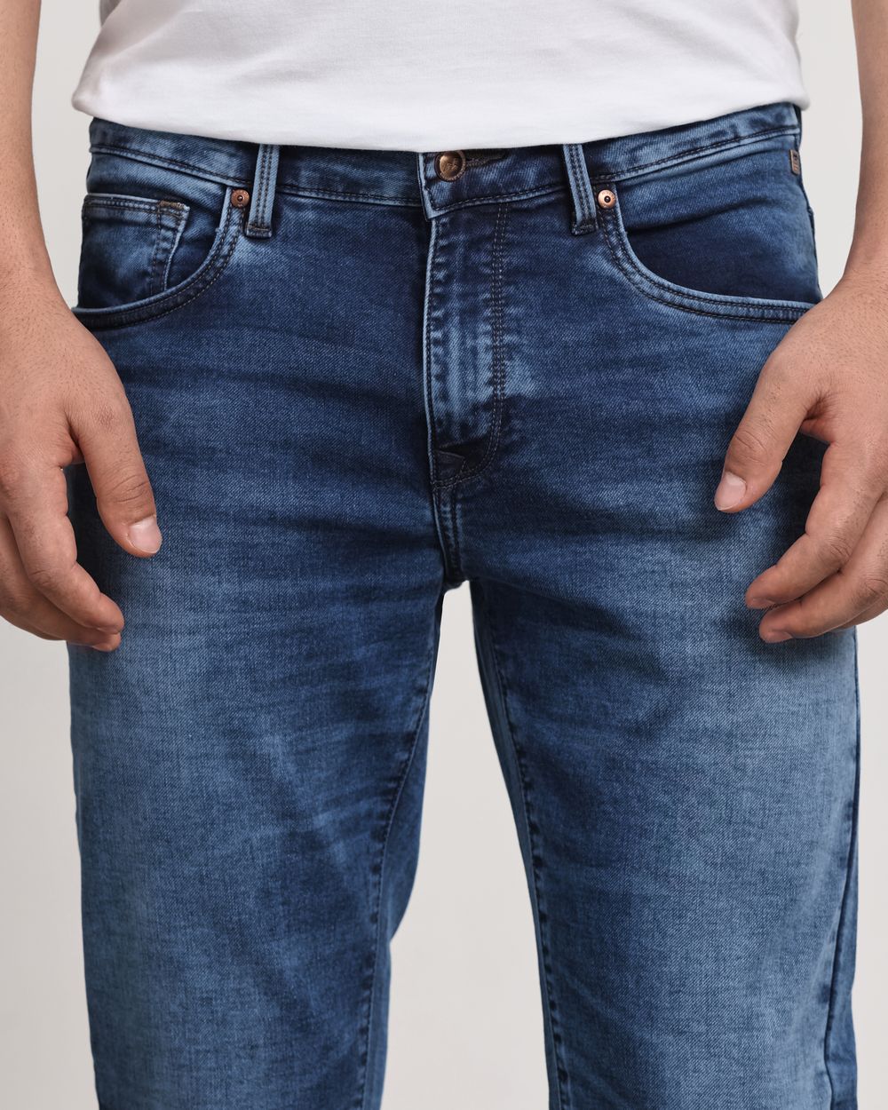 Mid Blue Super Slim Fit Denim Deluxe Jeans