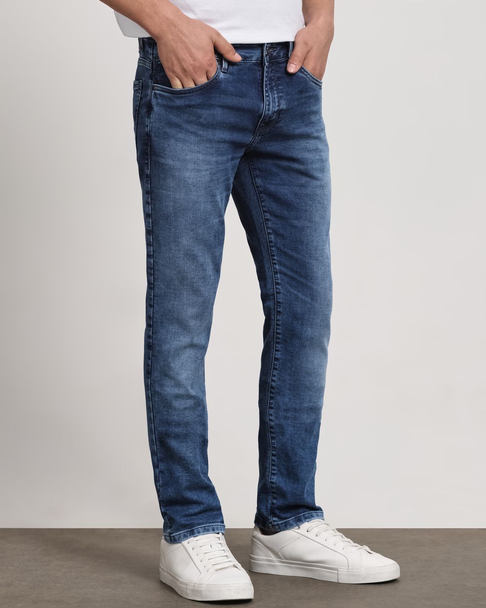 Mid Blue Super Slim Fit Denim Deluxe Jeans