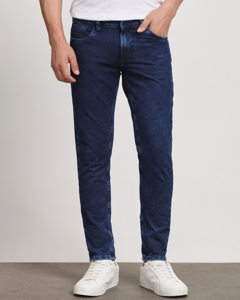 Dark Indigo Blue Ankle Length Jersey Denim
