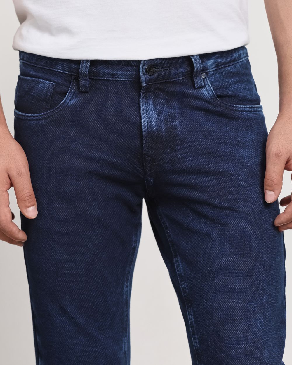 Dark Indigo Blue Ankle Length Jersey Denim