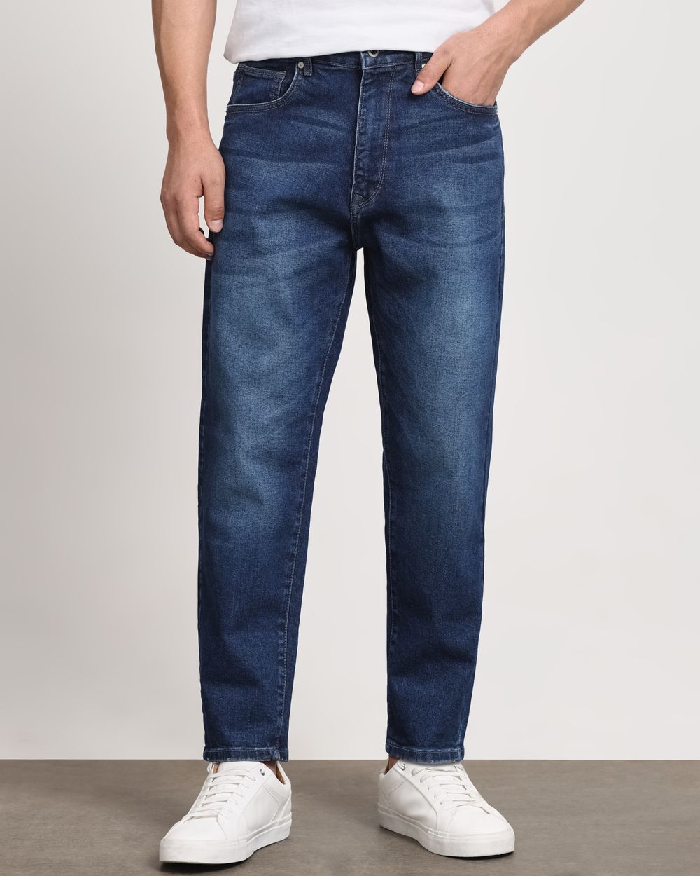 Dark Indigo Blue Loose Ankle Fit Originals Jeans