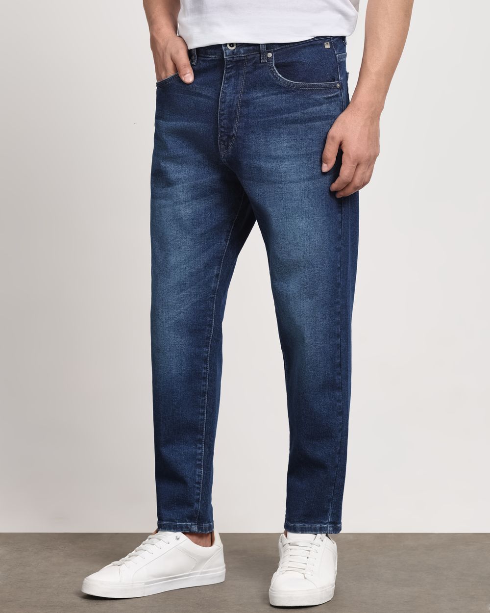Dark Indigo Blue Loose Ankle Fit Originals Jeans
