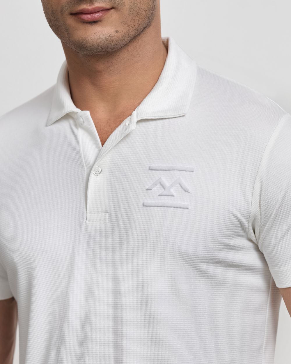 White Textured Stretch Slim Fit Polo