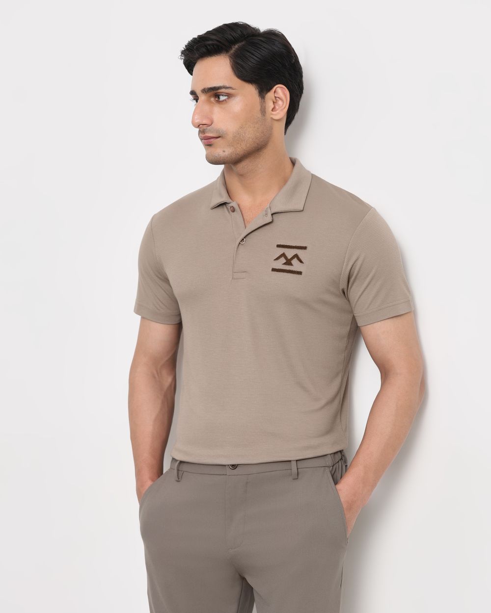 Stone Textured Stretch Slim Fit Polo