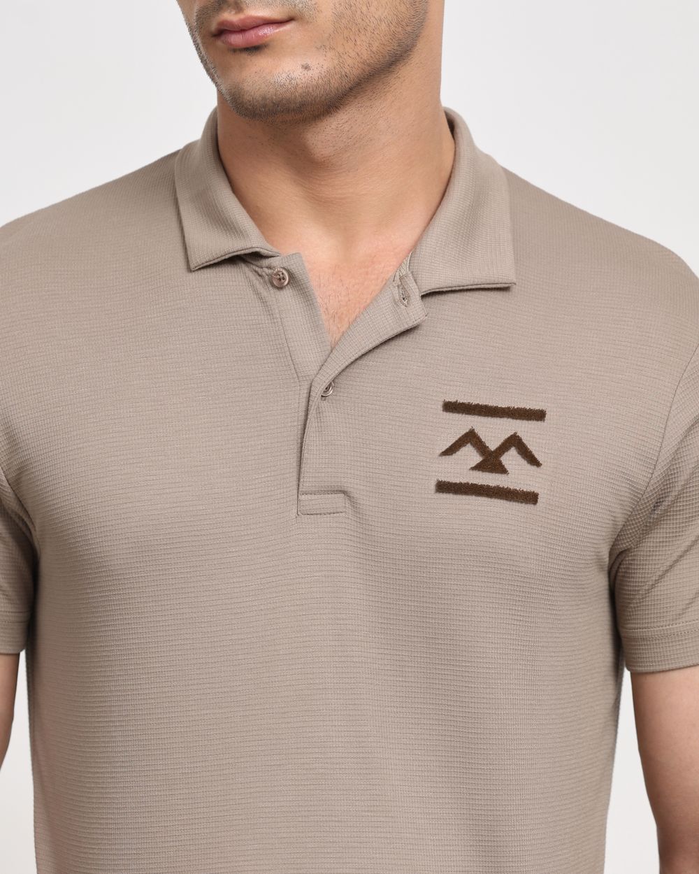 Stone Textured Stretch Slim Fit Polo