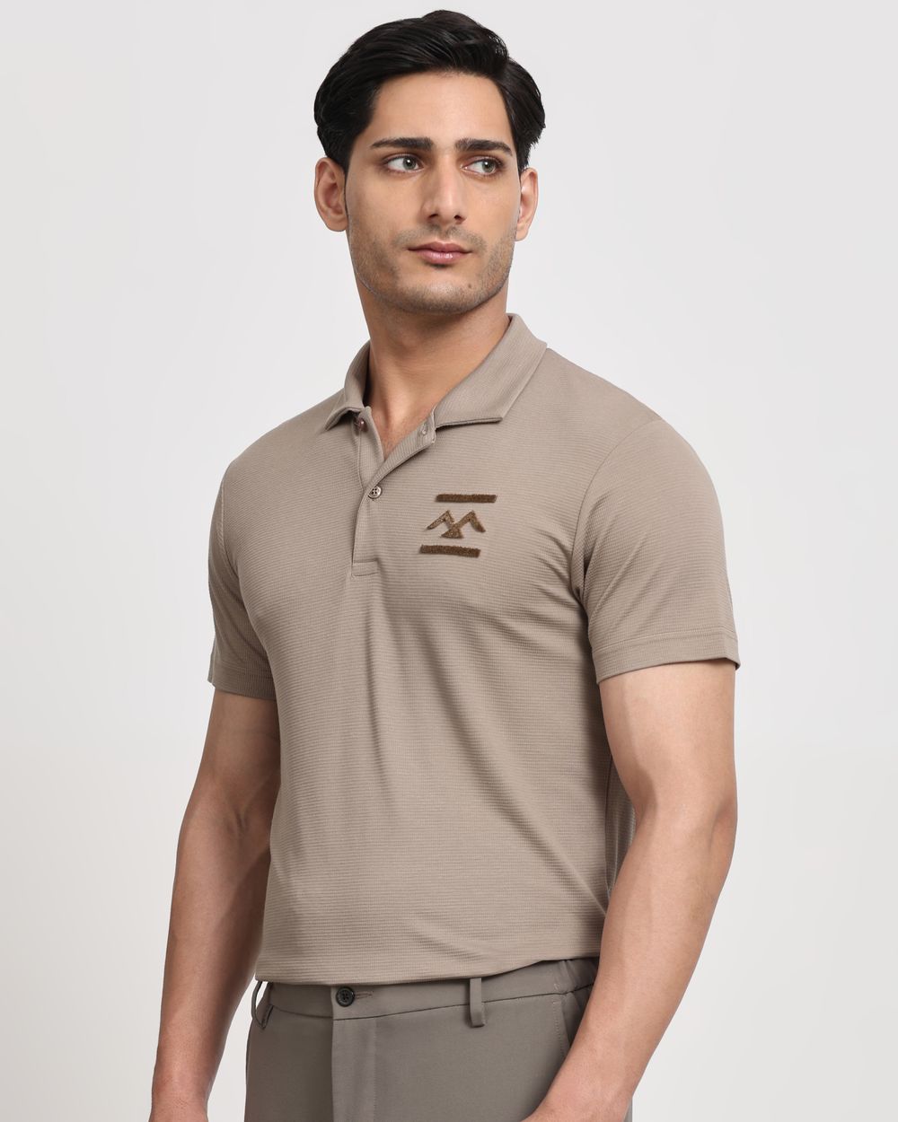 Stone Textured Stretch Slim Fit Polo