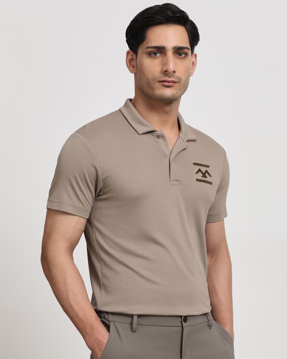 Stone Textured Stretch Slim Fit Polo