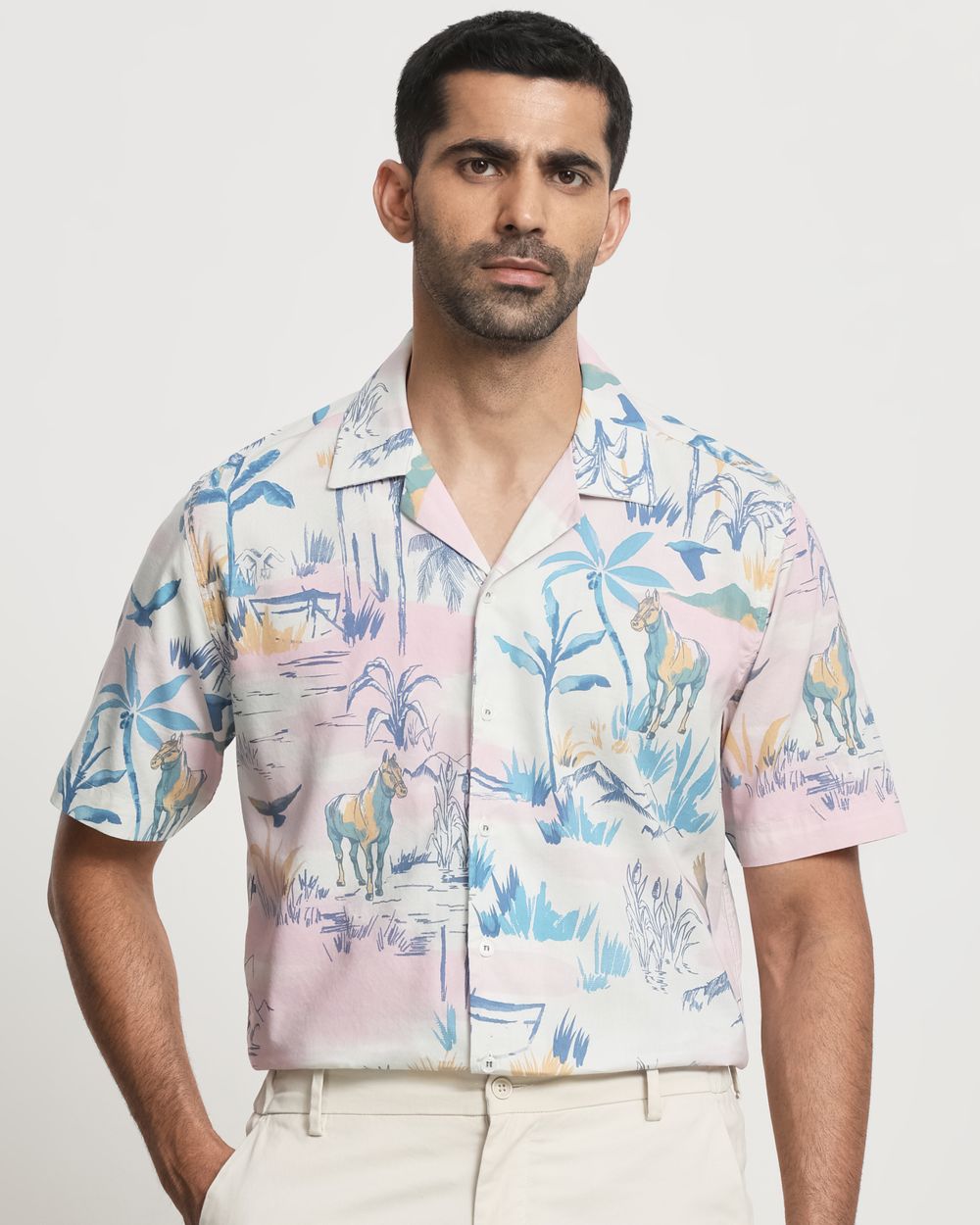Multi Abstract Print Relaxed Fit Casual Shirt