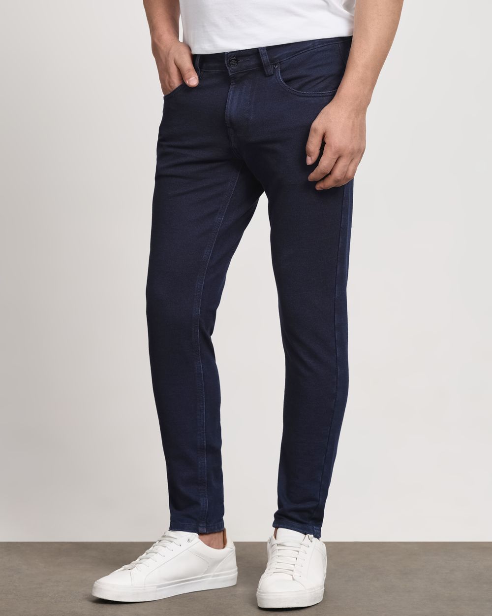 Deep Indigo Blue Ankle Length Jersey Denim
