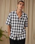 Off White Square Check Loose Fit Casual Shirt