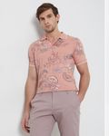 Pink Paisley Print Slim Fit Polo