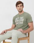Light Olive Graphic Plain Slim Fit T-Shirt