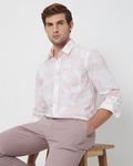 Pink & White Cloudprint Slim Fit Casual Shirt