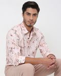 Pink Floral Print Slim Fit Casual Shirt
