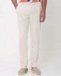 Off White Slim Fit Textured Jersey Stretch Chinos