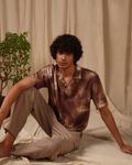 Brown Abstract Print Loose Fit Casual Shirt
