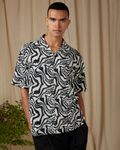 Navy Marble Print Loose Fit Casual Shirt