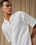 White Textured Plain Loose Fit Casual Shirt