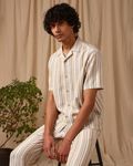 Beige Stripe Loose Fit Casual Shirt