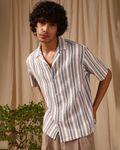 Brown Stripe Loose Fit Casual Shirt