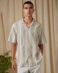 Light Olive Stripe Loose Fit Casual Shirt