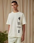 Off White Flocked Oversized Loose Fit Tee