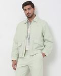 Light Green Seersucker Slim Fit Jacket