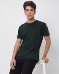 Green Textured Textured Slim Fit Casual Polo