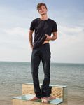 Navy Snap Button Plain Slim Fit Casual Henley