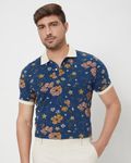 Navy Printed Slim Fit T-Shirt