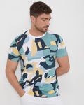 Green Abstract Print Slim Fit Jersey T-Shirt
