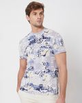 Grey Tribal Print Slim Fit Casual T-Shirt