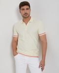 Off White Textured Plain Slim Fit Jersey T-Shirt