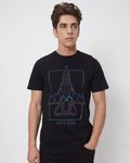 Black Graphic Plainslim Fit Casual T-Shirt