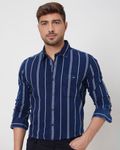 Indigo Blue Denim Stripe Slim Fit Casual Shirt