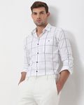White Windowpane Check Slim Fit Casual Shirt