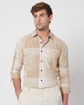 Khaki Tonal Check Slim Fit Casual Shirt