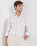 Peach Large Check Slim Fit Casual Shirt